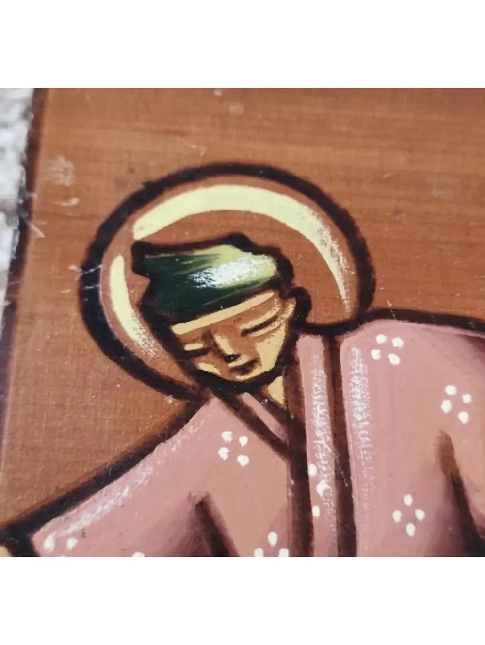 Hand-Painted Wooden Religious Plaque with Nativity Scene